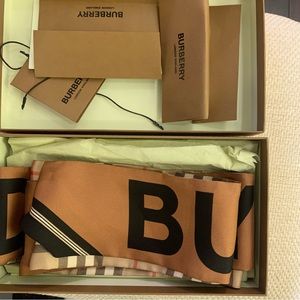 Burberry Vintage Check & Logo Silk Skinny Scarf